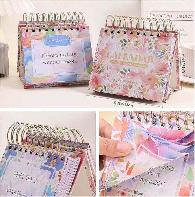365 Bright Every Day Daily Flip Calendar with Inspirational Quotes - Motivational Perpetual Calendar Desk Office Home Decor for Women, Gifts Desk Accessories for Girls Positive Affirmations