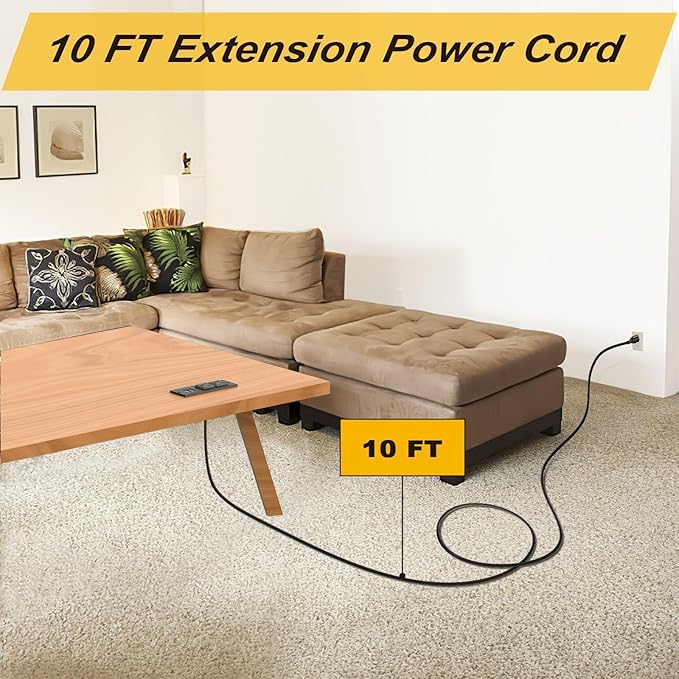 10-Pack Recessed Power Strip Desktop Power Grommet Conference in Desk Outlet Power Socket 2 Outlets &2 USB Ports 10 FT Extension Power Cord, ETL Listed