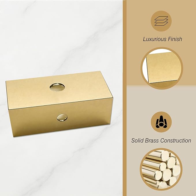 Solid Brass Glass Clamp – Fixed Mount Bracket Hardware Kit for 3/8" to 1/2" (10-12mm) Glass, Gold Finish