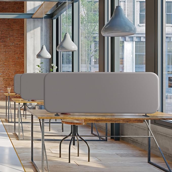 DECOLAB Desk Dividers, Standing Table Divider Panel for Home, Office, Student, Classroom, Freestanding, Anti-Scratch, 48"x18", Sterling