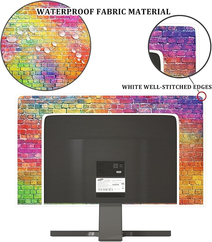 Rainbow Brick Wall Waterproof Screen TV Covers 65 Inch Full Body Cover for TV Screen Anti-Static Dustproof Protective Protective TVs Display Screen Cover for Television LED LCD OLED