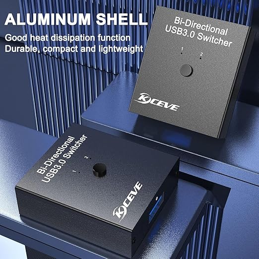 USB 3.0 Switch Selector, Bi-Directional USB Switch 2 in 1 Out / 1 in 2 Out, MLEEDA USB3.0 Switcher for 2 Computers Share Keyboard Mouse Scanner Printer