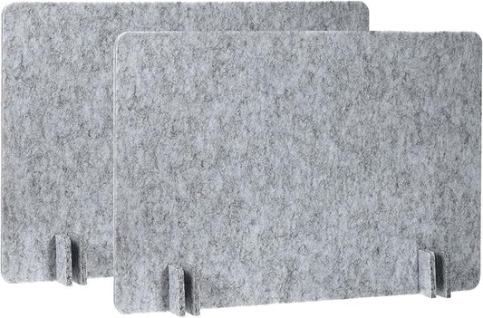 PATIKIL Desk Divider, 2 Set 24 x 16 Inch Acoustic Freestanding Desk Divider Desk Privacy Panel with 8 Pcs Support Feet for Library Office Workstation, Grey