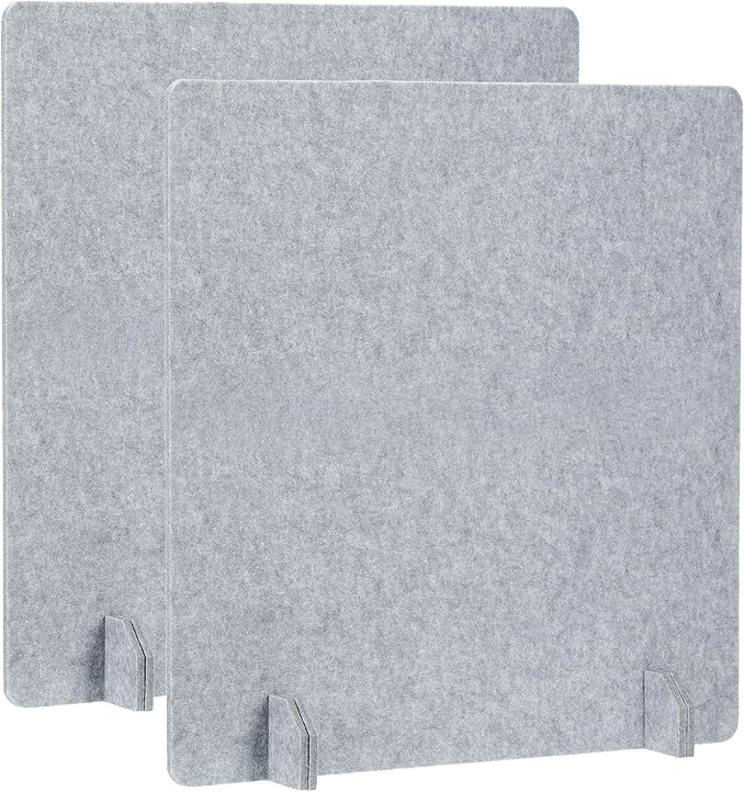 PATIKIL Desk Dividers 24" x 24", 2 Pack Desk Privacy Panel Freestanding Noise Reducing Partition Acoustic Panel with 4Pcs Support Feet for Testing Office Home Library, Cement Gray Style C