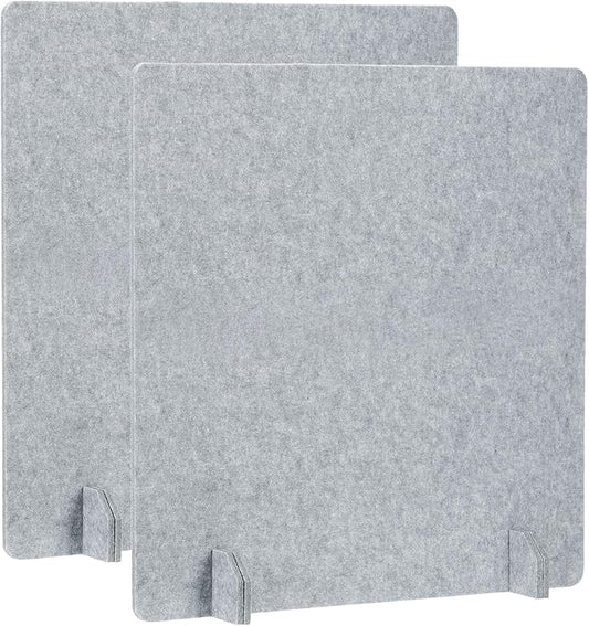 PATIKIL Desk Dividers 24" x 24", 2 Pack Desk Privacy Panel Freestanding Noise Reducing Partition Acoustic Panel with 4Pcs Support Feet for Testing Office Home Library, Cement Gray Style C