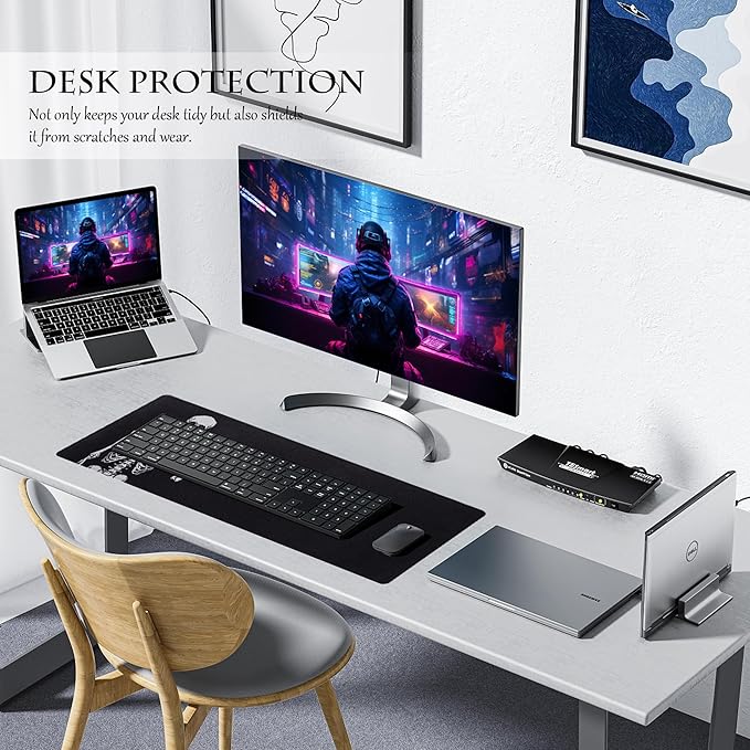 ALOANES Waterproof Mouse Pad with Durable Stitched Edge, XL Gaming Keyboard Pad, Non-Slip Rubber Base, Extended Desk pad for Gamer, Office & Home, Left Skeleton Mousepad 31.5''x 11.8''x 0.12''