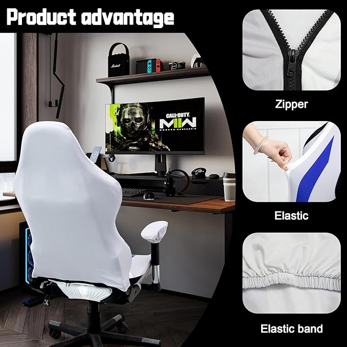 Gaming Chair Covers,Stretchable Computer Chair Cover,Ergonomic Office Chair Cover,for Anti Cat Scratch Protection of Computer Gamer Chair Slipcovers,Racing Chair Covers (Only Covers,Superhero Grey)