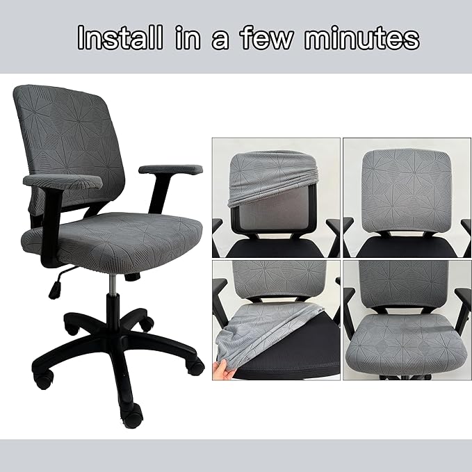 High Elasticity Anti Slip Office Chair Cover, Split Design for Easy Installation,Universal Desk Chair Cover wear-Resistant and Scratch Resistant (Light Gray, Chair seat Cover + Back Cover)