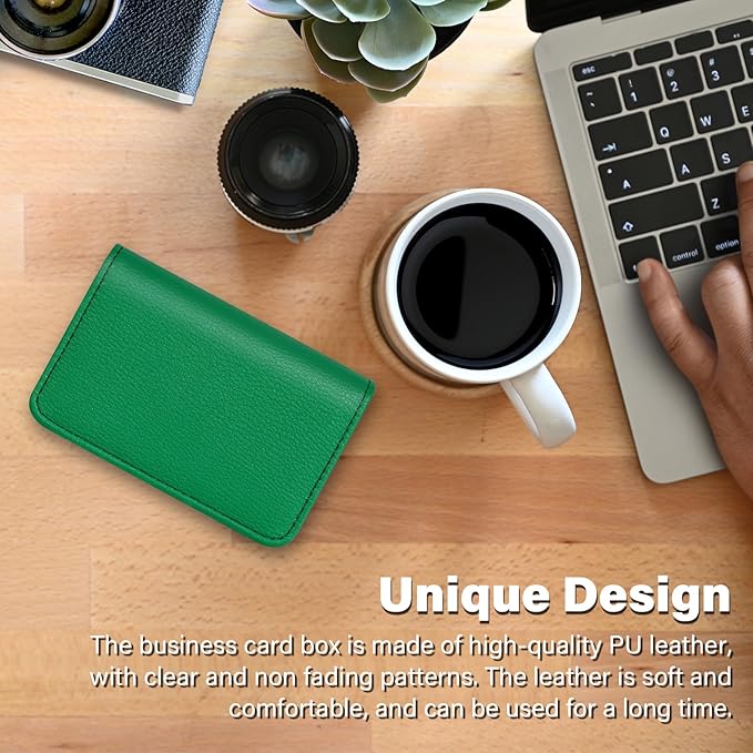Business Card Holder，PU Leather Business Card Case Color Printing Pattern Card Holder Wallet，Pockets Magnetic Credit Card Holders for Men and Women - Dark Green