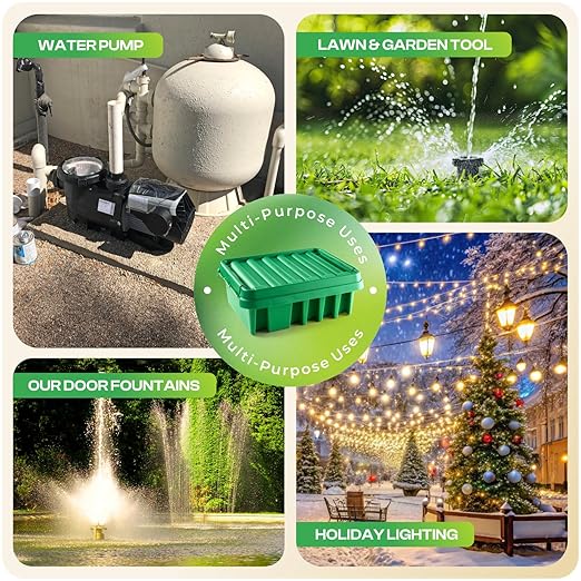 SockitBox – The Original Weatherproof Connection Box – Indoor & Outdoor Electrical Power Cord Enclosure for Timers, Extension Cables, Reels, Transformers, Power Strips, Lights & Tools – Large – Green