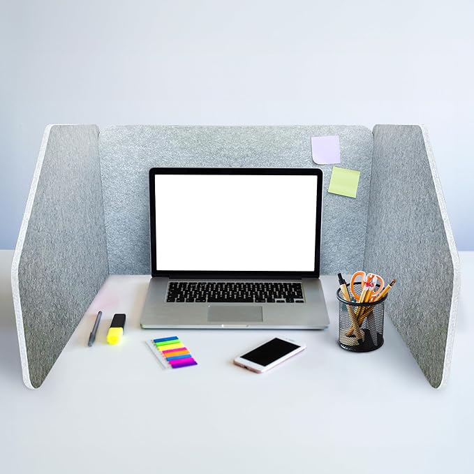 29.1"x22.8"x1.2" Acoustic Desk Divider, Sound Absorbing, Freestanding Soundproof Privacy Panel, Reduce Noise, Increase concentration, Made from High Quality Polyester (U-Shaped)