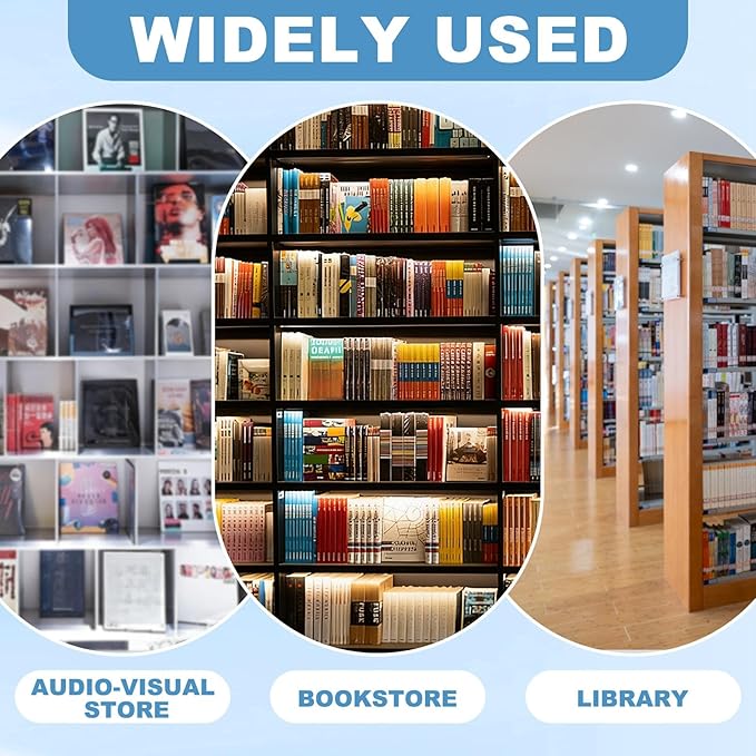 Hushee 5 Pack Acrylic Book Stand for Display Adjustable Clear Book Display Holder Easel Rack Stand for Home Office Back to School Library Bookshelf Comic Album CD Magazine Postcard Artworks