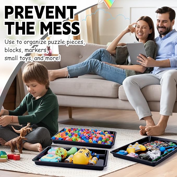 Hoteam 5 Pcs Paper Trays for Classroom Plastic Storage Bin Tray Bulk Stackable File Organizer for School Office Teacher Book Organization Supplies(Black,16.14 x 11.81 x 1.38 Inch)