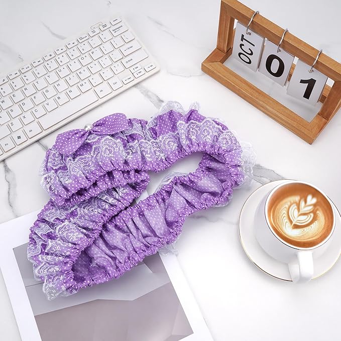 2 Pack Cute Computer Monitor Cover, 23''-26'' Elastic Monitor Dust Cover with Bow Knot, Lovely Monitor Accessories Screen Monitor Decoration for Tablet (Purple)
