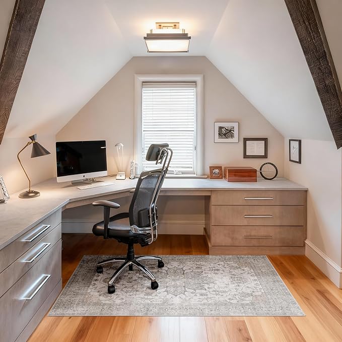 Office Chair Mat for Hardwood 36"x48", Under Desk Chair Mat for Home Office, Anti-Slip Office Rugs for Rolling Chairs, Floor Protector Washable Rugs Beige/Brown