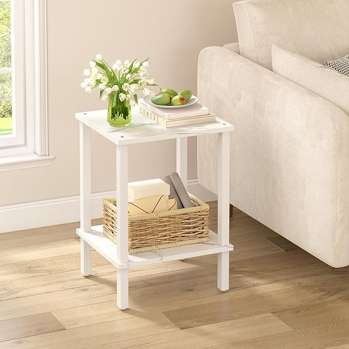 TUTOTAK End Table, Set of 2, Side Table, Nightstand, 2-Tier Storage Shelf, Sofa Table for Small Space, Living Room, Bed Room TB01BMW035