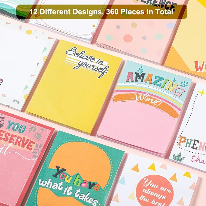 12 Pieces Empowering Sticky Note Pads 3" x 4" Motivational Educator Sticky Notes Inspirational Self Stick Note Pad Funny Sticky Notepad Appreciation Gifts for Teacher Office Student (Cute)