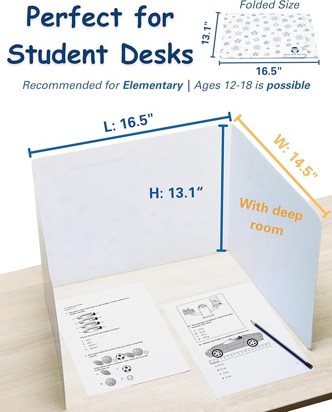 25 Privacy Folders for Students, Erasable Privacy Shields for Student Desks, Testing Dividers for Classroom, Privacy Boards for Student Desks, Dividers for Students, Test Dividers for Student Desks