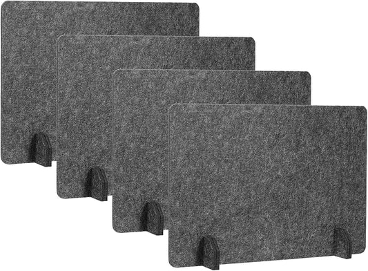 PATIKIL Desk Dividers 24" x 16", 4 Pack Desk Privacy Panel Freestanding Noise Reducing Partition Acoustic Panel with 4Pcs Support Feet for Testing Office Home Library, Dark Gray Style C
