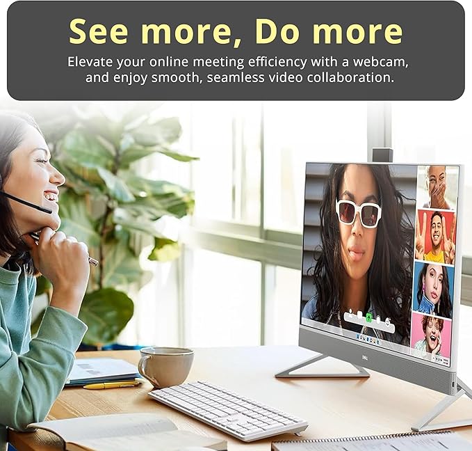 Dell 27" FHD Touchscreen All-in-One Desktop, Intel Core 7 150U, 64GB DDR5, 5TB Storage (4TB SSD+1TB Docking Station Set), NVIDIA GeForce MX570A, Webcam, Wireless Keyboard & Mouse, Windows 11, White