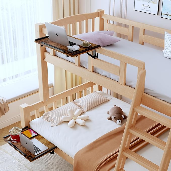 Foldable-Bedside-Shelf-for-Bunk-Bed - Extra Large Metal Clamp On Top Bunk Accessories Heavy Duty Floating Caddy Tray for Dorm Room Essential-Black