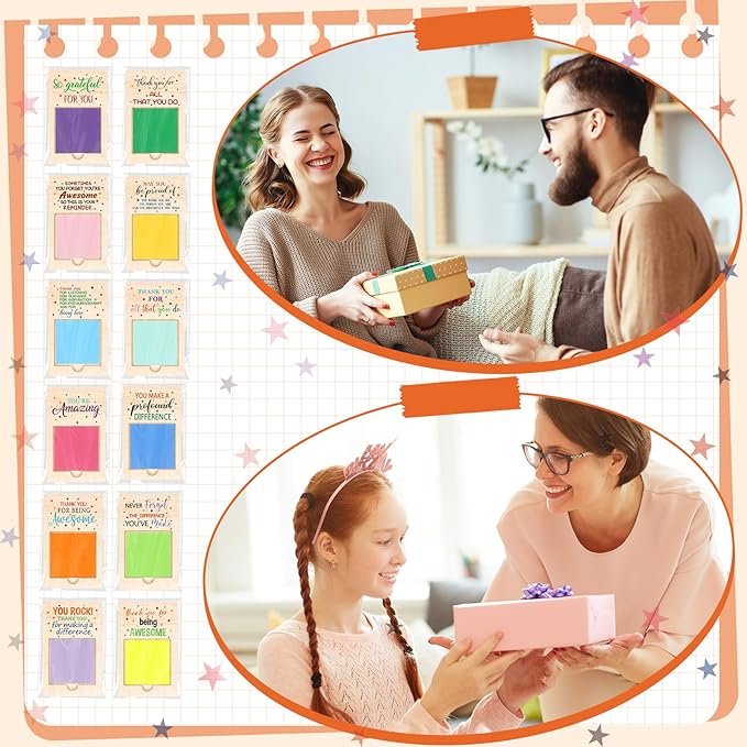 Motipuns 36 Pcs Teachers Appreciation Gift Bulk Inspirational Sticky Note Pad Holder Office Nurse Thank You Gift Team Work Sticky Notes OPP Bags for Employee Volunteer Coworker Staff SLP Ot Month