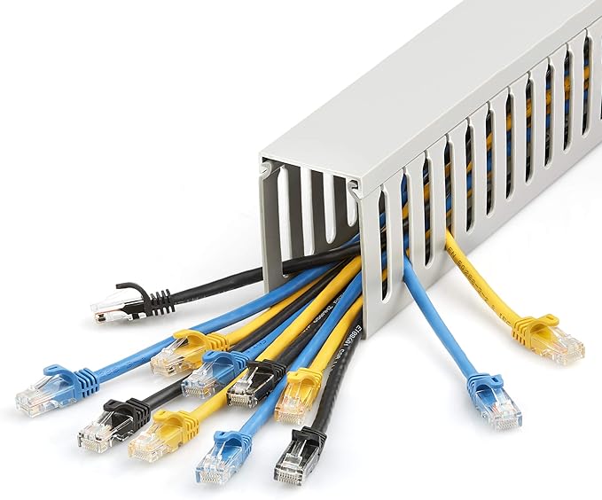 StarTech.com Open Slot Cable Management Raceway with Cover, 2"(50mm)W x 3"(75mm)H - 6.5ft(2m) length - 1/4"(8mm) Slots, PVC Network Cable Hider/Wall Wire Duct, Max 180 Cables, UL Listed, TAA
