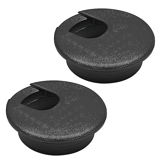Desk Grommet 2" (50 mm), Desk Cord Hole Cover, Cable Grommet ABS Plastic, Desk Hole Grommet for Office and Home Table Cable, Detachable Cable Cord Organizer (Black 2 Pcs)