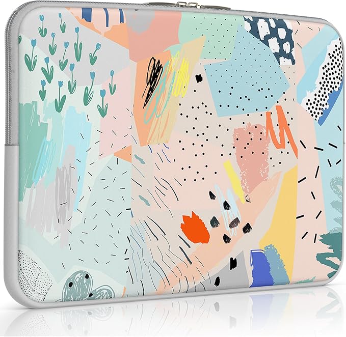 iCasso Laptop Sleeve 13 inch for MacBook Air 13-13.6 inch, Cute Laptop case for MacBook Pro 13 inch 14 inch, Slim Protective Travel Carrying Case Sleeve for 14 inch Chromebook, HP, Del，Pastel Abstract