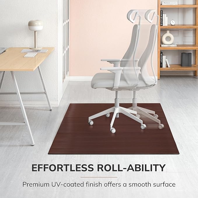 Anji Mountain Office Chairmat Thickest & Sturdy Bamboo Chairmats Highly Premium Quality Anti-Slip Heavy Duty for Multi-Purpose Hardwood Floor Office & Home Floor Protector Office Chair mat-5mm Thick