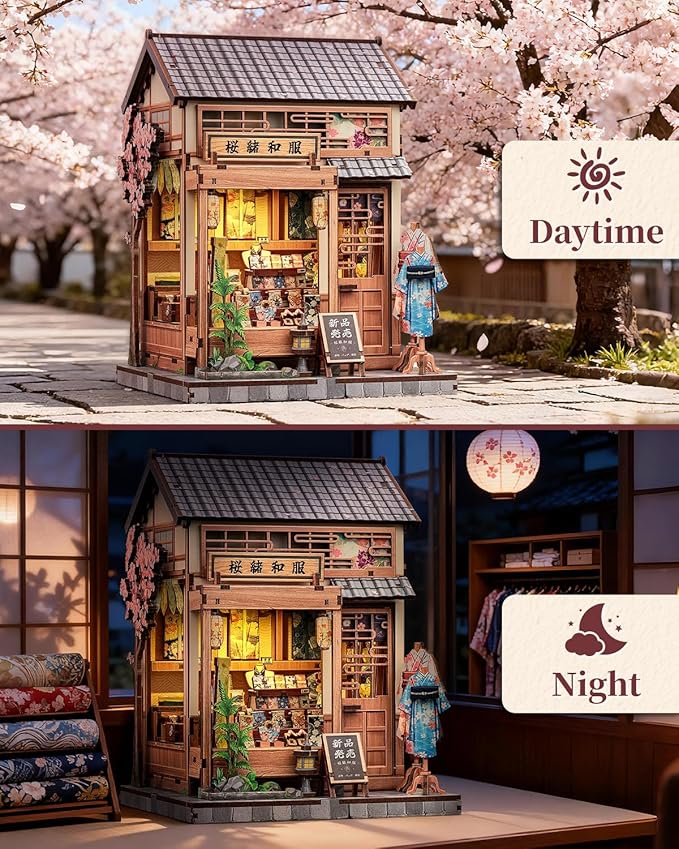 CUTEBEE Book Nook Kit for Adults Teens, DIY Japanese Style Miniature Dollhouse, 3D Puzzle Educational Toy, Bookshelf Home Decor & Creative Birthday for Family Friends