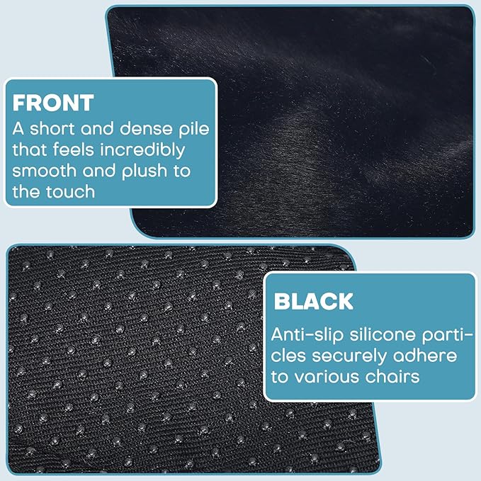 2PCS Wheelchair Armrest Pads with Hook and Loop Straps, Soft & Warm Short-Pile Plush Wheelchair Armrest Pads, Non Slip Arm Rest Covers for Handicapped/Adult, Comfort Foam Wheel Chair Arm Cushion-Black