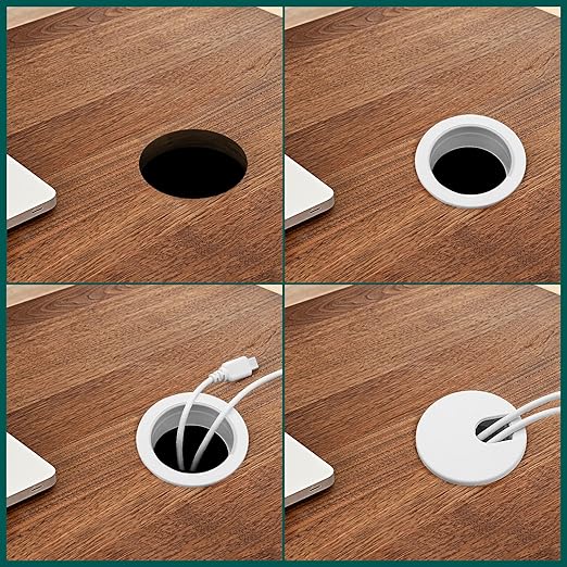 Litoexpe White Desk Cord Grommets 1-1/2 Inch, Plastic Grommet Cable Hole Cover for Office Equipment, Computer Desk Wires - 2 Pieces