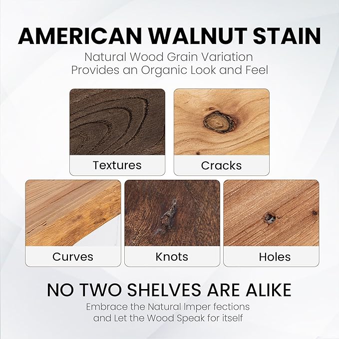 Floating Shelves for Wall, 72"x9.3" Rustic Solid Live-Edge Elm Wood Wall Shelves, Heavy-Duty Floating Shelves with Invisible Brackets, Set of 2 for Living Room, Bedroom, and Kitchen, Walnut Finish