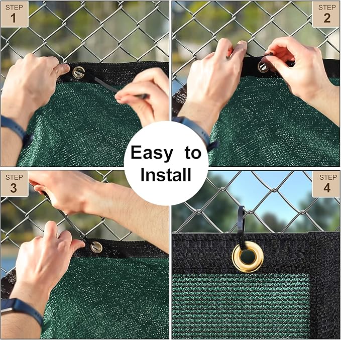 UPGRADE Privacy Fence Screen 5'x47' Dark Green Outdoor 90% Visibility Blockage 170 GSM Mesh Shade Cover Panels for Backyard,Balcony,Home Decoration with Zip Ties,Customized Avaliable