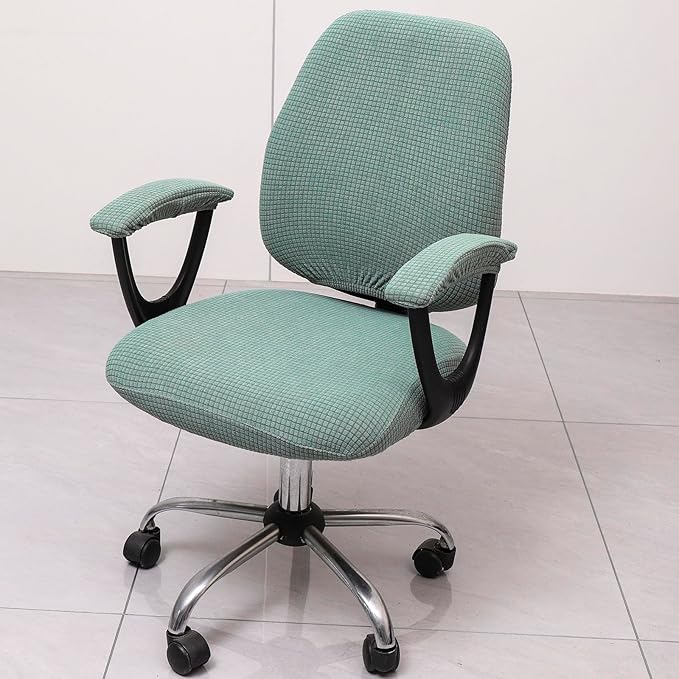 Melaluxe Office Chair Cover with Armrest Covers， Universal Stretch Desk Chair Cover, Computer Chair Slipcovers - Matcha Green