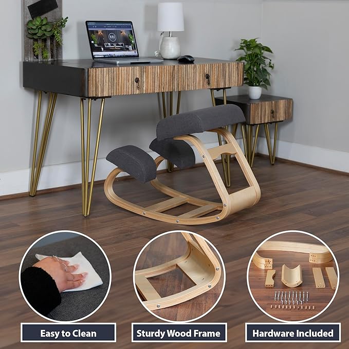 Kneeling Desk Chair, Sturdy Ergonomic Kneeling Chair for Office and Students, Rocking Motion for Natural Movement