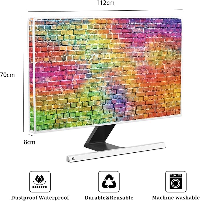 Rainbow Brick Wall Waterproof Screen TV Covers 45,46,47,48 Inch Full Body Cover for TV Screen Anti-Static Dustproof Protective Protective TVs Display Screen Cover for Television LED LCD OLED