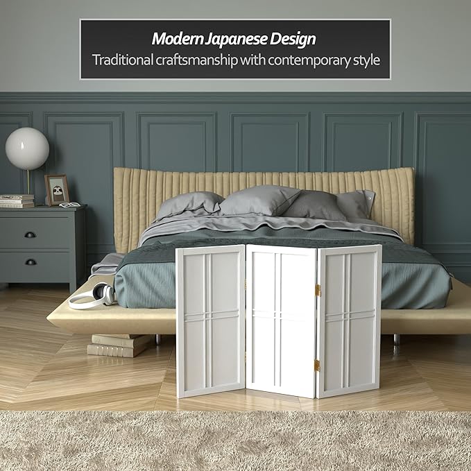 2 ft. Short Desktop Double Cross Shoji Screen - White - 3 Panels
