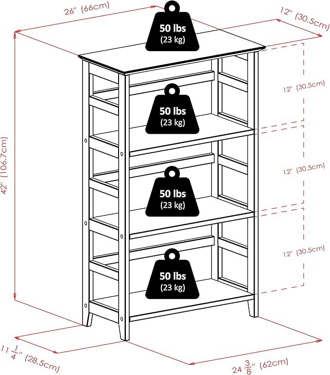 Winsome Studio 3-Tier Bookshelf, 42" in Honey Pine, Classic Display Bookcase, Functional & Stylish Shelving Unit for Convenient Home Storage in Living Room, Bedroom, Office, Dorm