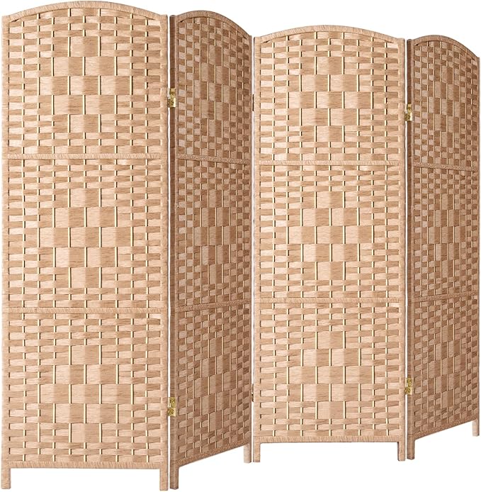 HALLYBEE Small Room Divider, Privacy Screen, Short Room Dividers and Folding Privacy Screens, Foldable Temperary Wall Partitions, 4 Panel Natural Space Separation Separator