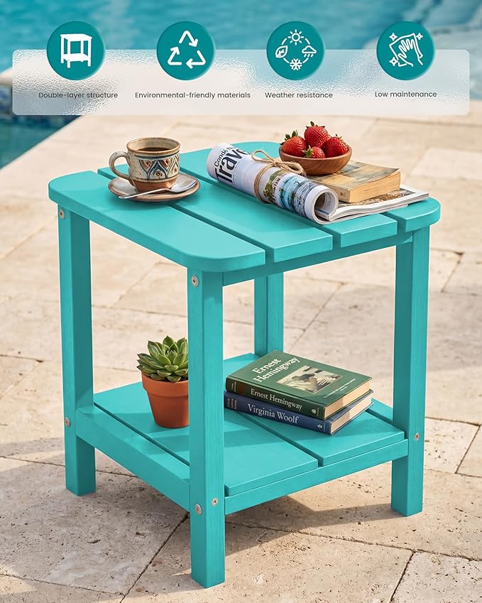 SERWALL Double Adirondack Side Table End Table Set of 2- Tiffany