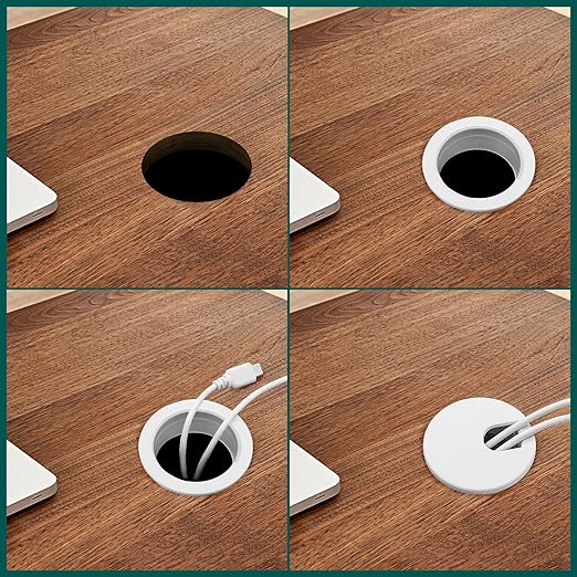 Litoexpe 2 Pcs White Desk Cord Grommets 1-3/8 Inch, Plastic Grommet Cable Hole Cover for Office Equipment, Computer Desk Wires