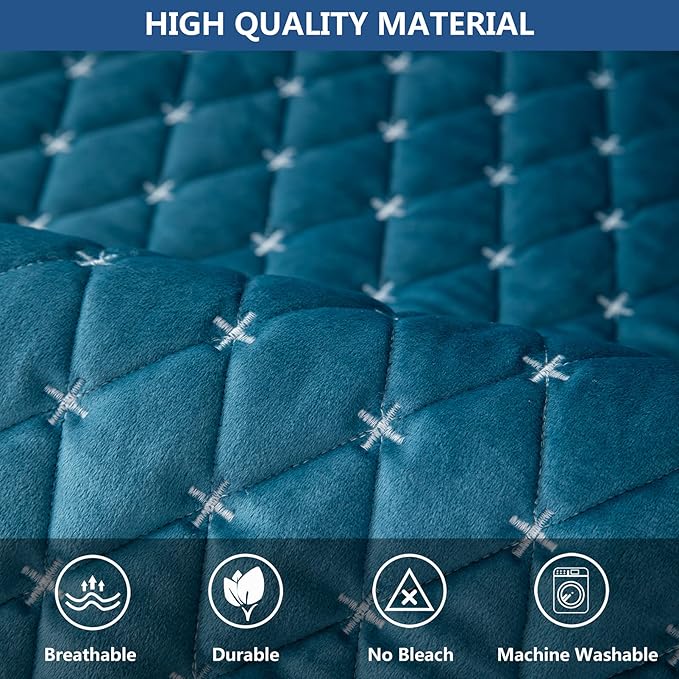 Eismodra Couch Cover,Sectional Couch Covers,Sofa Covers for 3 Cushion Couch,Anti-Slip Sofa Slipcovers for Dogs Cats Kids Loveseat Recliner L Shaped Armrest Backrest,Blue 36''x36''(Only 1 Piece)