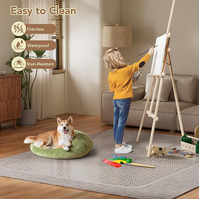 Office Chair Mat for Low Pile Carpet with Lip, 46" x 72" Clear Plastic Floor Protector, Heavy Duty Desk Chair Mat for Rolling Chairs, Smooth Glide Computer Mat for Home Office