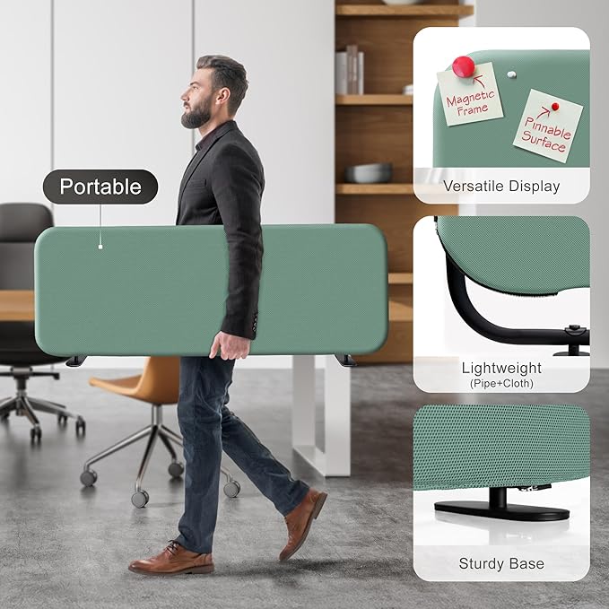 DECOLAB Desk Divider, Portable Privacy Tabletop Partition Panel for Office, Student, Counter Top, Testing, Freestanding, Anti Scratch, 48"x18", Aqua