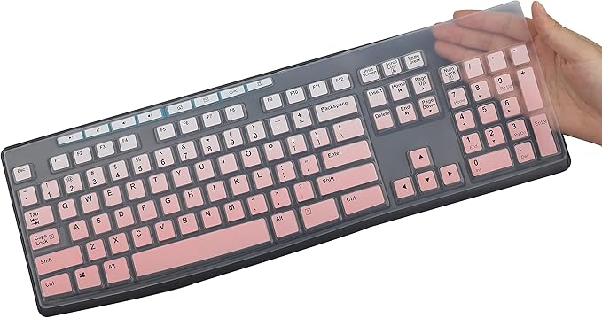 MUBUY Keyboard Cover Skin Protector Fit Logitech MK295 MK275 MK270 Wireless Keyboard, Logitech K200 K260 K270 MK200 MK260 Keyboard (NOT Fit Other Model Keyboards)-GradualPink