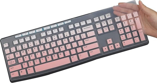 MUBUY Keyboard Cover Skin Protector Fit Logitech MK295 MK275 MK270 Wireless Keyboard, Logitech K200 K260 K270 MK200 MK260 Keyboard (NOT Fit Other Model Keyboards)-GradualPink