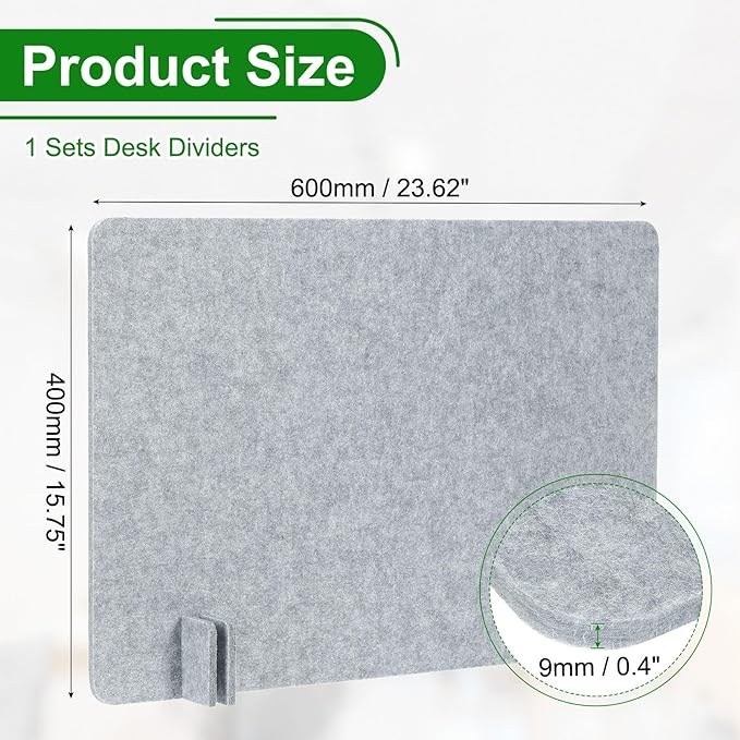 PATIKIL Desk Dividers 24" x 16", 1 Pack Desk Privacy Panel Freestanding Noise Reducing Partition Acoustic Panel with 4Pcs Support Feet for Testing Office Home Library, Cement Gray Style B