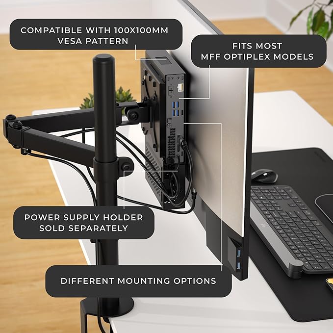HumanCentric Power Supply Holder Add-On for HumanCentric Dual VESA Sleeve Part Number 101-2110, Compatible Only with Dell OptiPlex MFF, Metal Enclosure Box Optional Add On Requires Part 101-2110